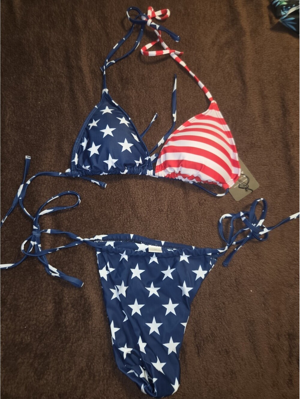 American Flag 2 piece swim size medium